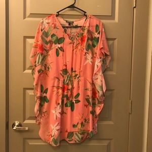Pink floral kimono address
